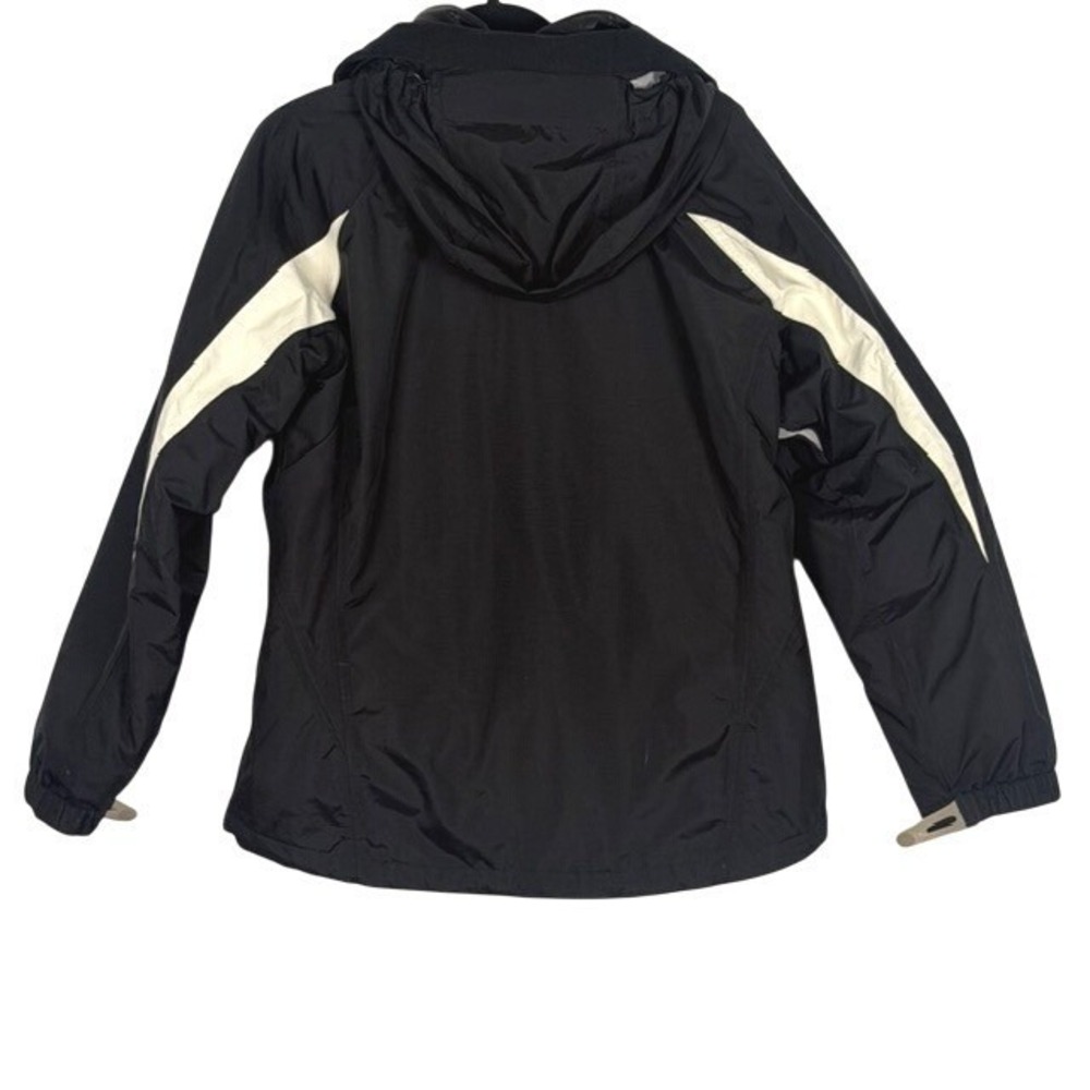 Lands End Womens L 14-16 Black Squall Ski Jacket Hooded Snow Skirt Colorblock